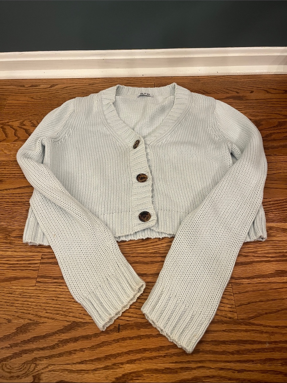 525 Baby Blue Cropped Cardigan